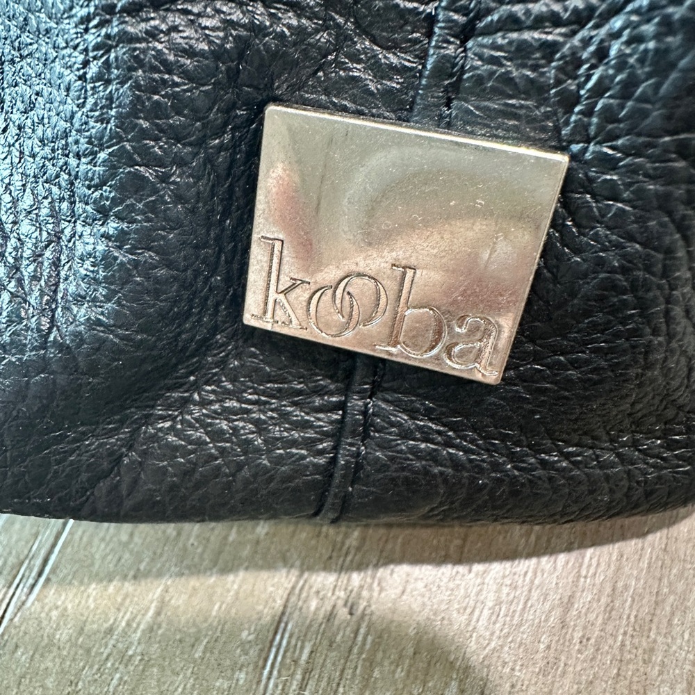 KOOBA Black Pebbled Leather Tote Boho Shoulder Handbag Purse - Picture 6 of 11